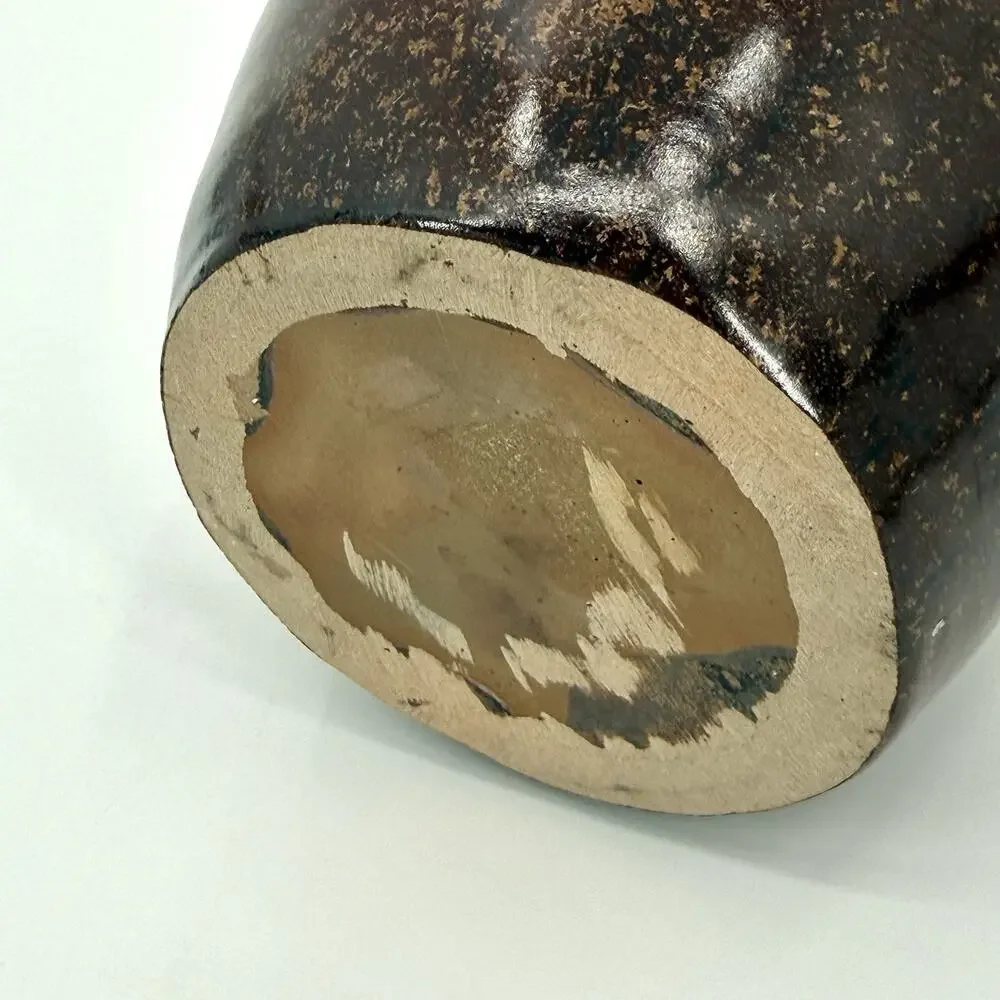 Decorative Vase Brown / Copper Speckled Glossy Glaze Handmade Unbranded